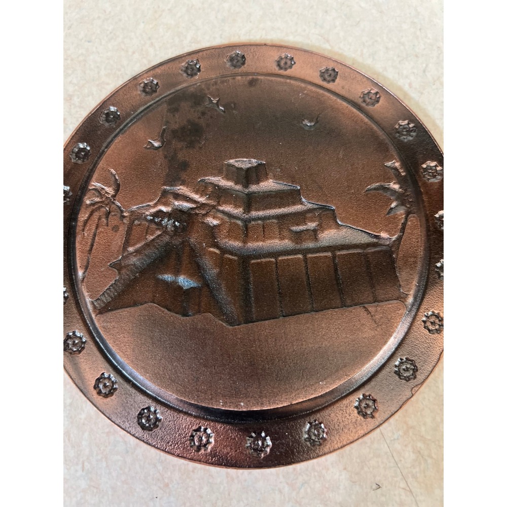 Unbranded Ur Ziggurat Iraq Souvenir Plate Copper Embossed Metal Art